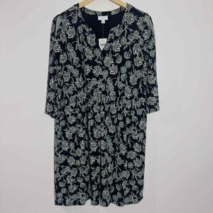 NWT J. Jill Split Neck 3/4 Sleeves Dress‎ With Pockets Size Medium Petite